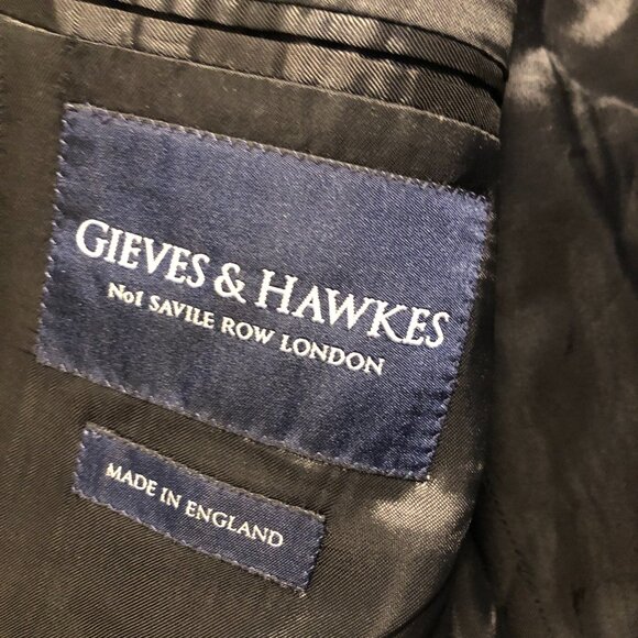 gieves & hawkes men's black 100%wool pinstripe sport coat jacket blazer size:40L - Picture 5 of 8